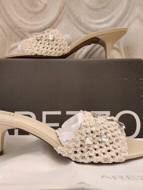 Arezzo "Sandalia" Embellished Heeled Sandals. NIB. Size 11